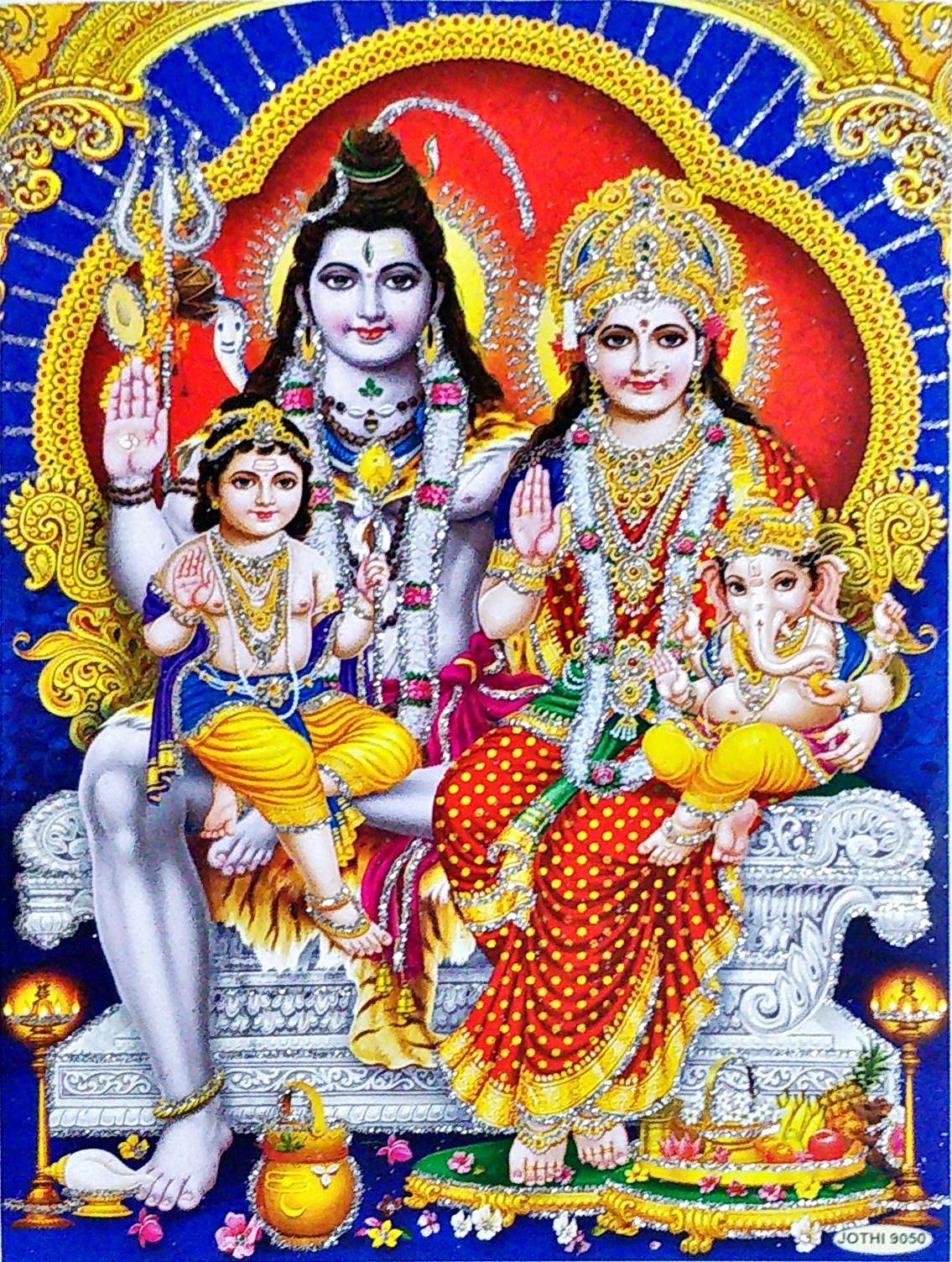 Suninow Shiv Parivar Photo Frame | God Goddess Religious Framed Painting For Wall And Pooja/Hindu Bhagwan Devi Devta Photo Frame